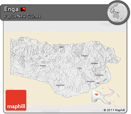 Classic Style 3D Map of Enga, single color outside