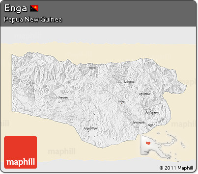 Classic Style 3D Map of Enga, single color outside
