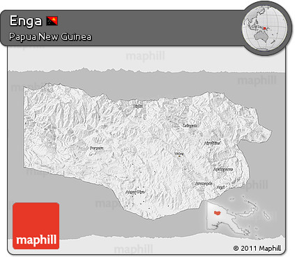 Gray 3D Map of Enga, single color outside