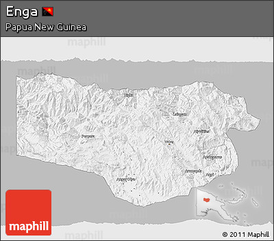 Gray 3D Map of Enga, single color outside