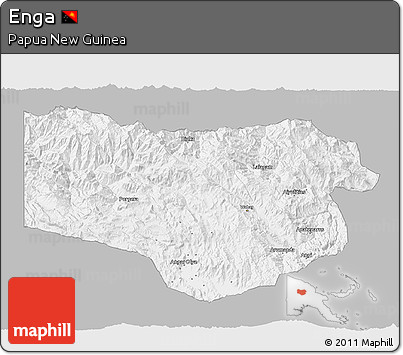 Gray 3D Map of Enga, single color outside