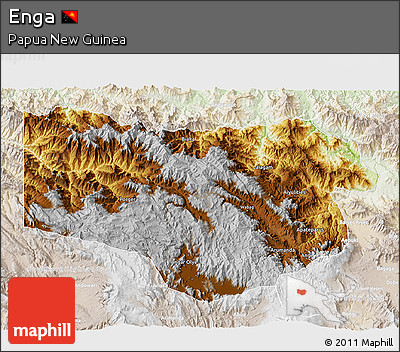 Physical 3D Map of Enga, lighten