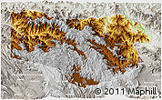 Physical 3D Map of Enga, lighten, semi-desaturated