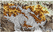 Physical 3D Map of Enga, semi-desaturated