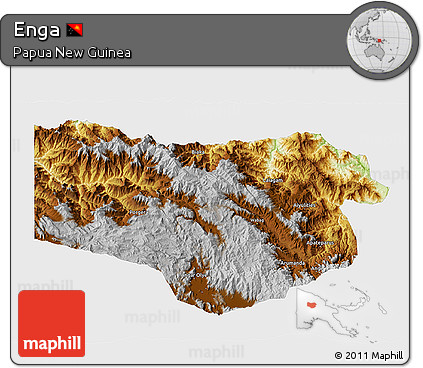 Physical 3D Map of Enga, single color outside