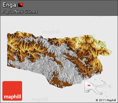 Physical 3D Map of Enga, single color outside