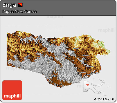 Physical 3D Map of Enga, single color outside