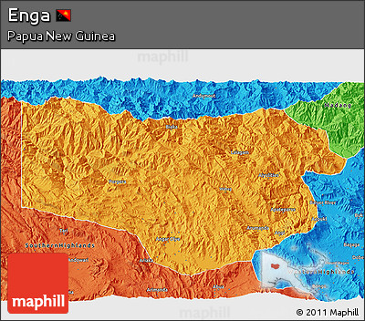Political 3D Map of Enga