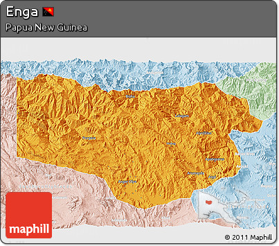 Political 3D Map of Enga, lighten