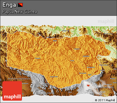 Political 3D Map of Enga, physical outside