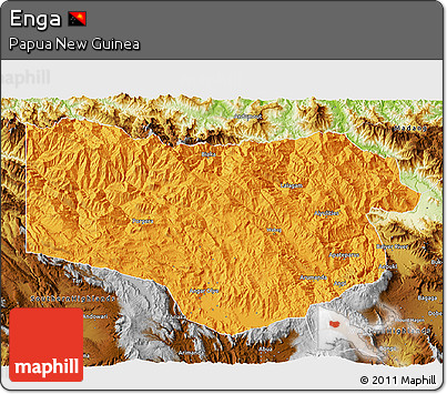 Political 3D Map of Enga, physical outside