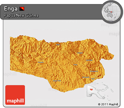 Political 3D Map of Enga, single color outside