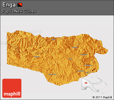 Political 3D Map of Enga, single color outside