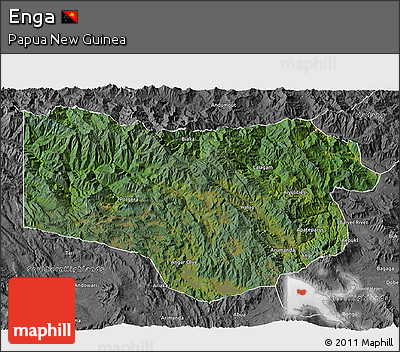 Satellite 3D Map of Enga, desaturated