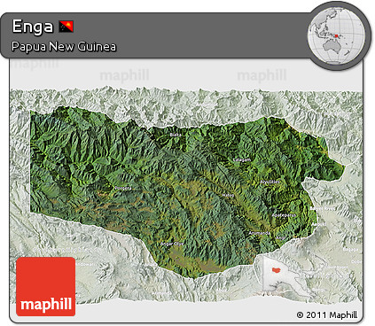 Satellite 3D Map of Enga, lighten