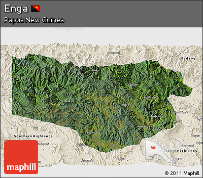 Satellite 3D Map of Enga, shaded relief outside