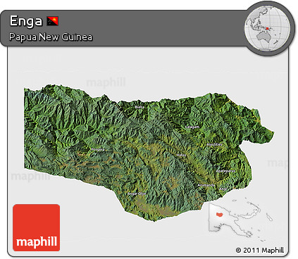 Satellite 3D Map of Enga, single color outside