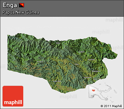 Satellite 3D Map of Enga, single color outside