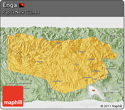 Savanna Style 3D Map of Enga
