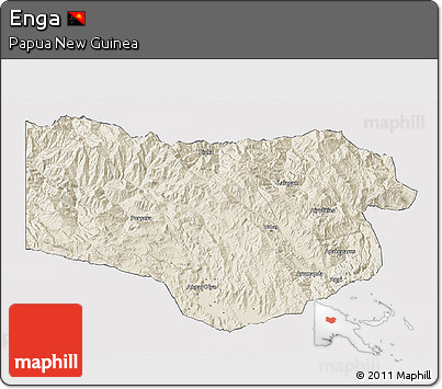 Shaded Relief 3D Map of Enga, cropped outside