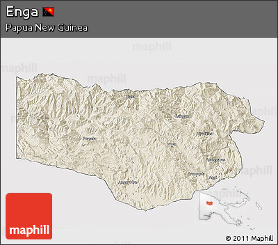Shaded Relief 3D Map of Enga, cropped outside