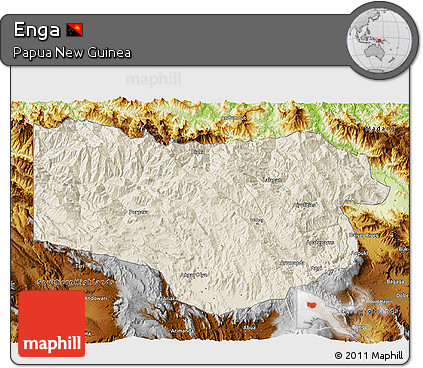 Shaded Relief 3D Map of Enga, physical outside
