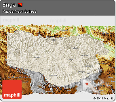 Shaded Relief 3D Map of Enga, physical outside
