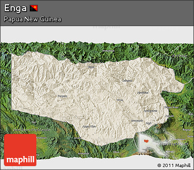 Shaded Relief 3D Map of Enga, satellite outside