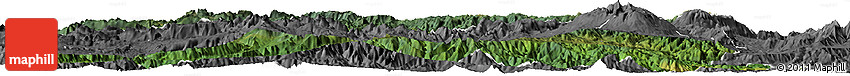 Satellite Horizon Map of Enga, desaturated