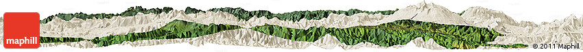 Satellite Horizon Map of Enga, shaded relief outside