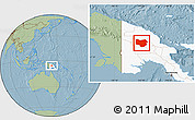 Savanna Style Location Map of Enga, highlighted country, hill shading