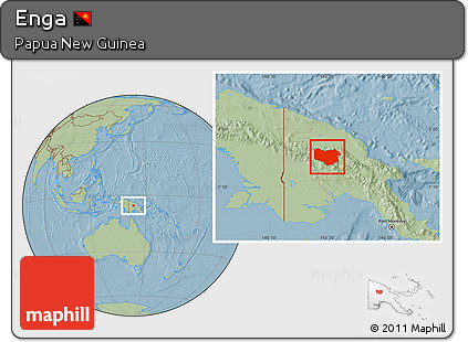 Savanna Style Location Map of Enga, hill shading