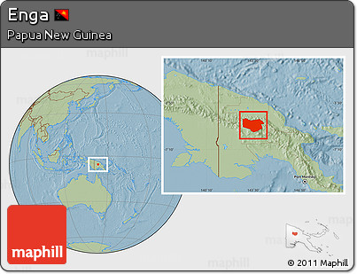 Savanna Style Location Map of Enga, hill shading