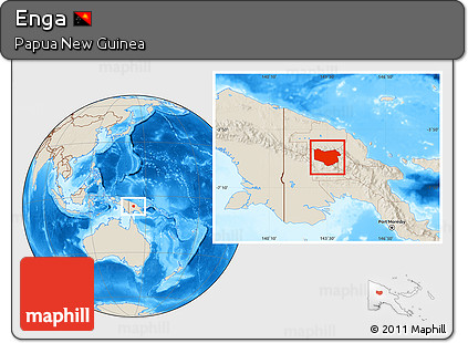 Shaded Relief Location Map of Enga