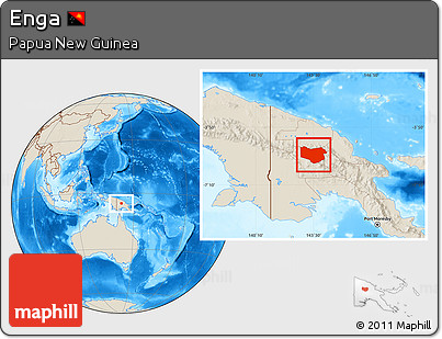 Shaded Relief Location Map of Enga