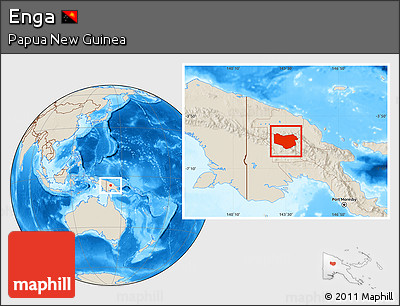 Shaded Relief Location Map of Enga