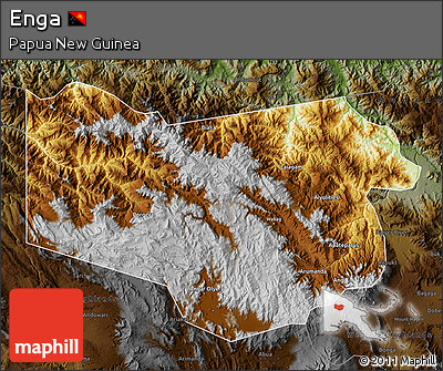 Physical Map of Enga, darken