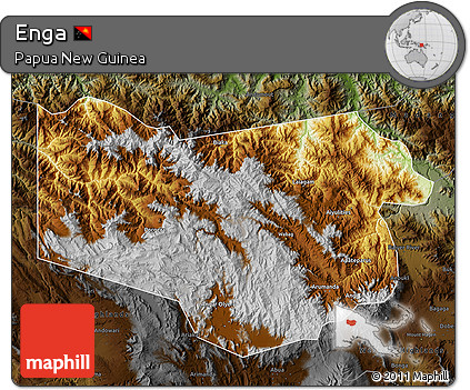 Physical Map of Enga, darken