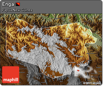 Physical Map of Enga, darken