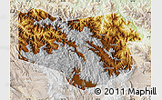 Physical Map of Enga, lighten