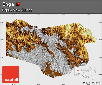 Physical Map of Enga, single color outside