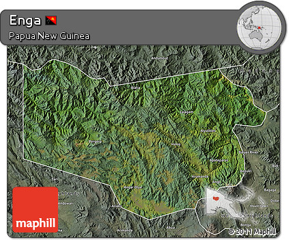 Satellite Map of Enga, semi-desaturated