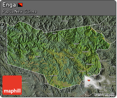 Satellite Map of Enga, semi-desaturated