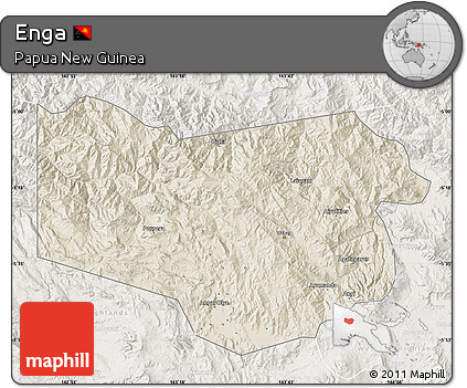 Shaded Relief Map of Enga, lighten