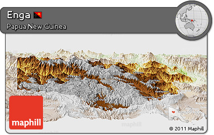 Physical Panoramic Map of Enga, lighten