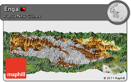 Physical Panoramic Map of Enga, satellite outside