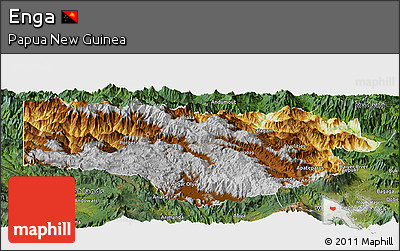 Physical Panoramic Map of Enga, satellite outside