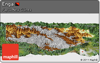 Physical Panoramic Map of Enga, satellite outside