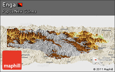 Physical Panoramic Map of Enga, shaded relief outside