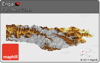 Physical Panoramic Map of Enga, single color outside